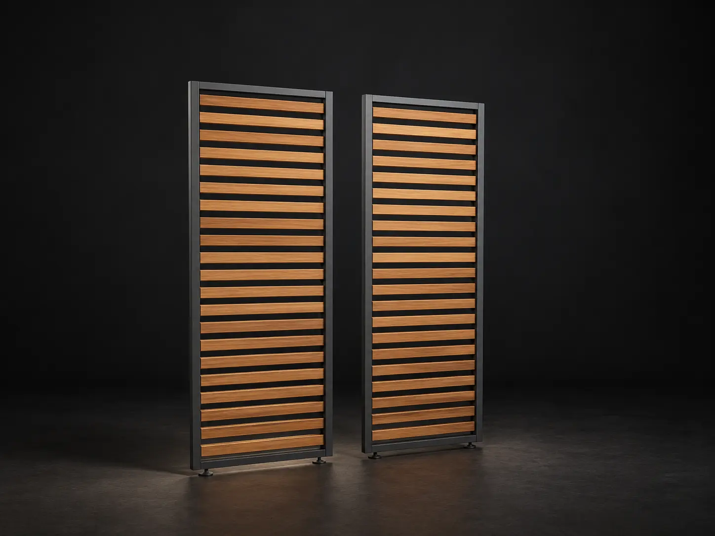 Photorealistic BRUDA Stella-61 Fixed with straight Teak woodgrain louvres