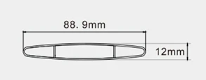 Technical aluminium-louvre section with original 88.9 and 12 mm dimensions